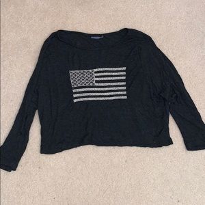 Brandy Melville Embroidered American Flag Tee